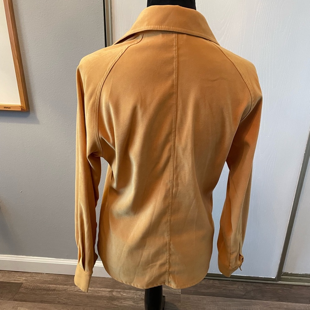 Solid Yellow Button-Front Swede-Like Long-Sleeve … - image 2